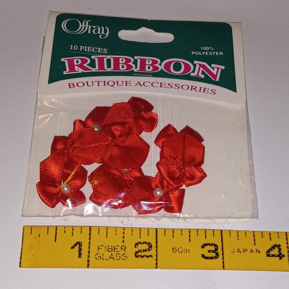 🎯 Vintage Offray Mini Red Bows for Crafting, 10 Pcs. Ribbon Polyester Bows - Picture 2 of 11